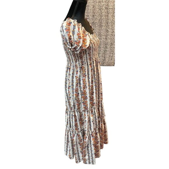 O.P.T One Pretty Time Daphne Large Floral Smocked Short Sleeve Maxi Dress NEW - Picture 4 of 11